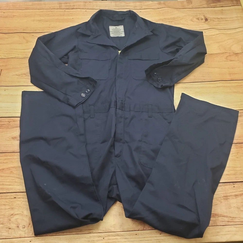 Mechanic Coveralls Mens 46L Blue Outdoor Canvas Utility Industrial Workwear